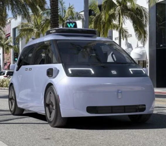 Autonomous electric vehicle operating on a smart city street as part of future-ready traffic impact assessment studies