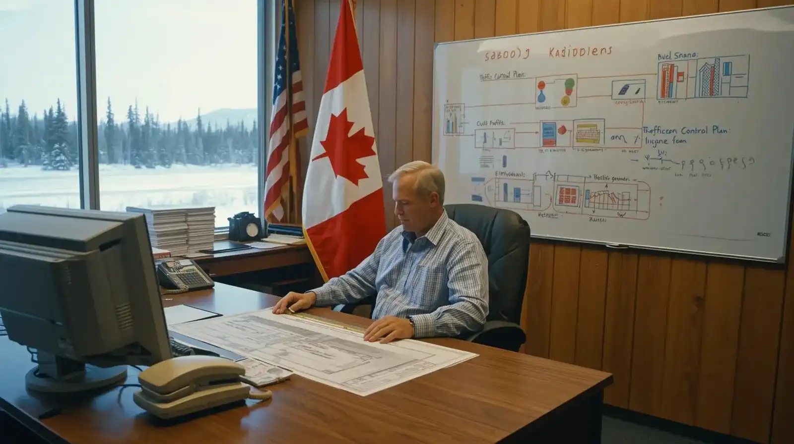 Experienced traffic engineer reviewing approved plans, representing expertise, compliance, and proven work zone safety