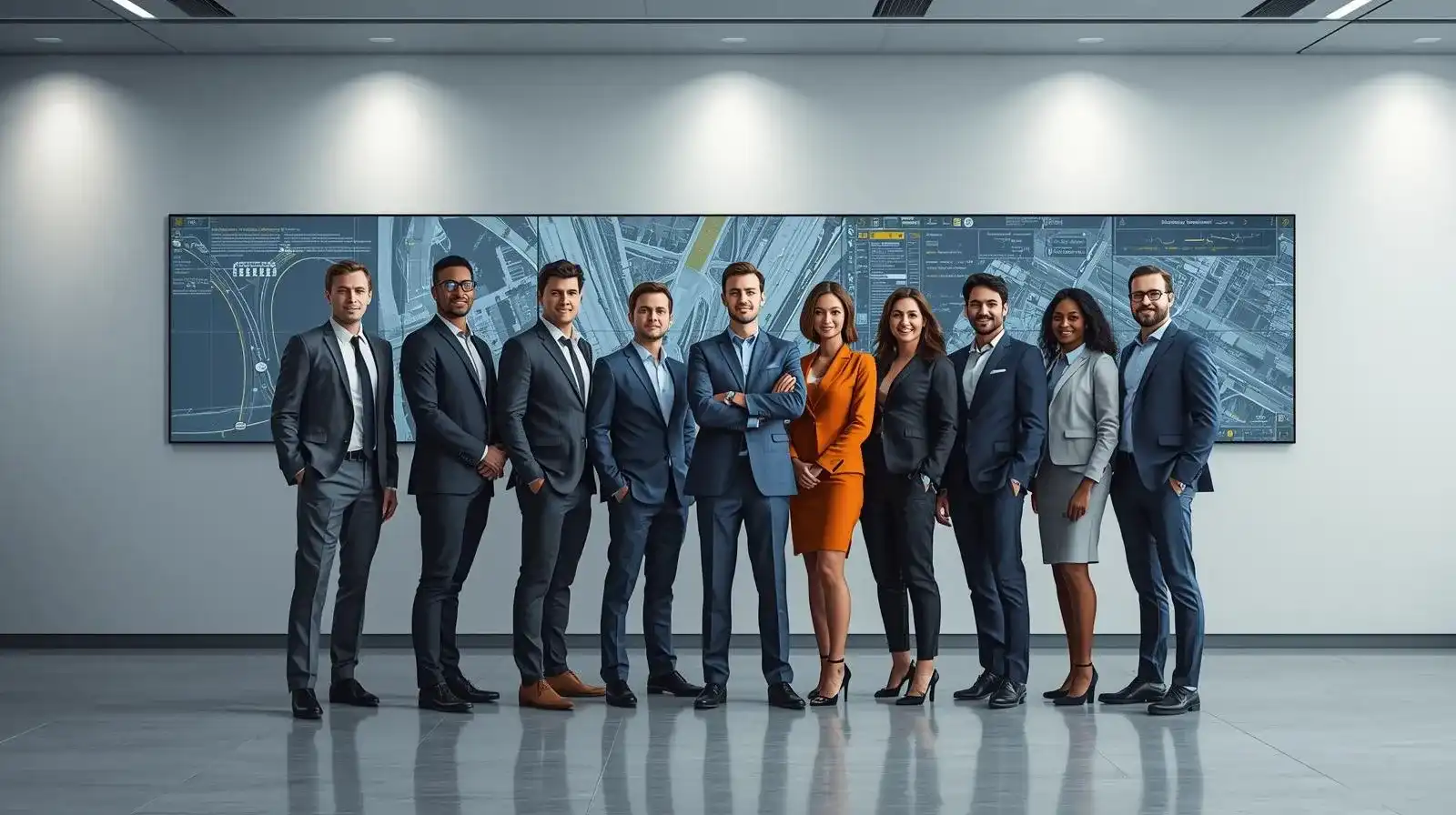 Team of professional traffic engineers and planners designing compliant traffic management and traffic control plans