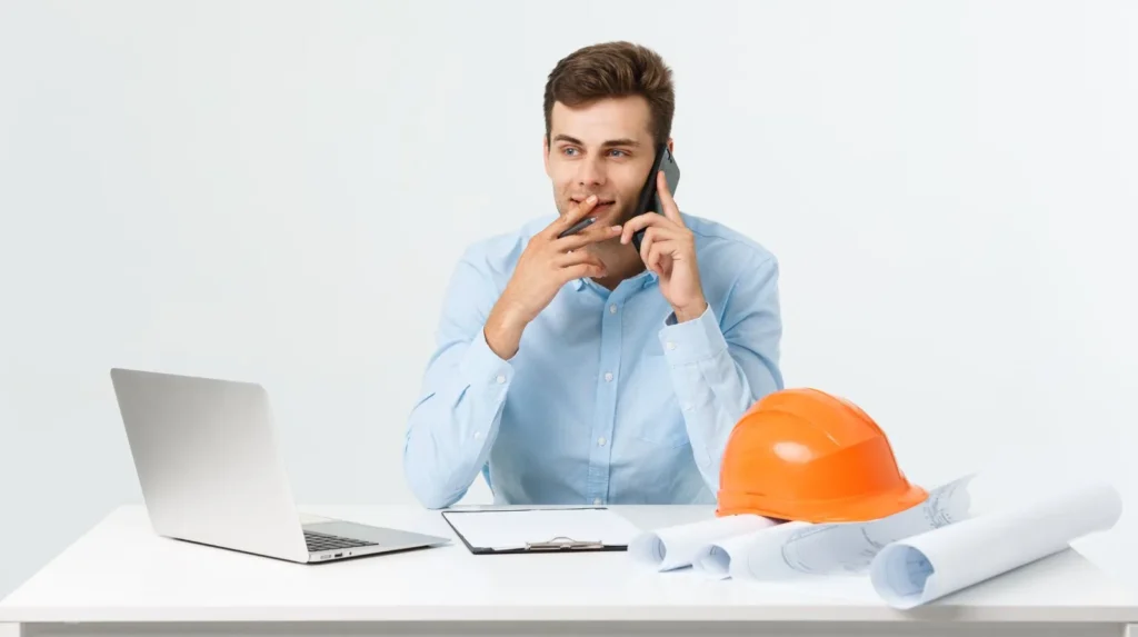 Traffic engineer on phone clarifying project details with client