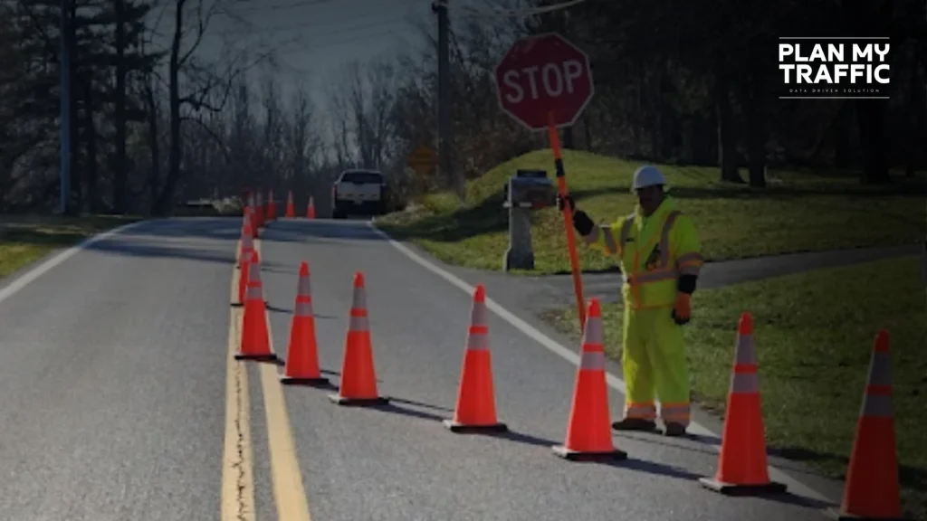 Single Lane Alternating Traffic Closure Traffic Control Plan in British Columbia: Flaggers, AFADs & Portable Signals